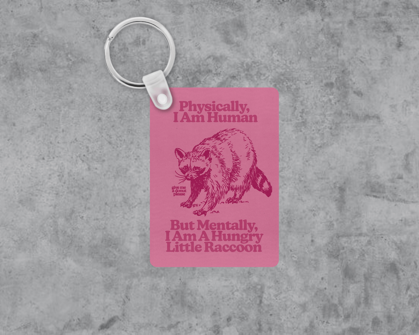 Hungry Little Raccoon Acrylic Keychain | Double-Sided 1.6" x 2.4"
