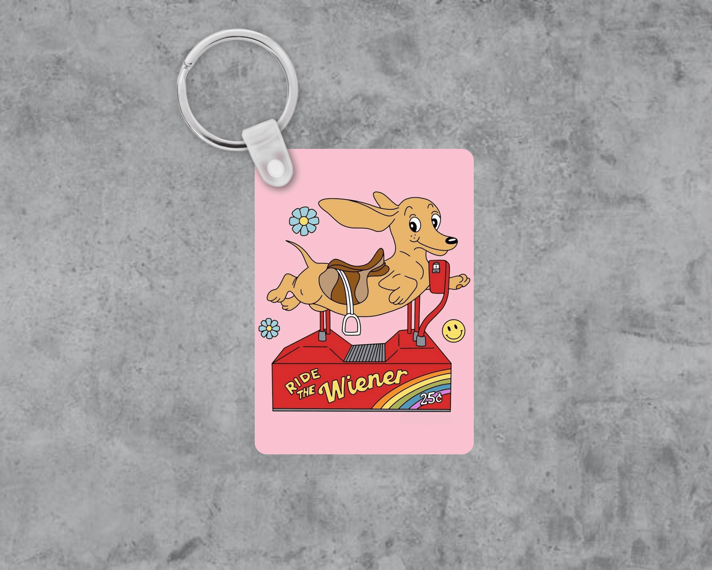 Ride the Weiner Acrylic Keychain | Double-Sided 1.6" x 2.4"