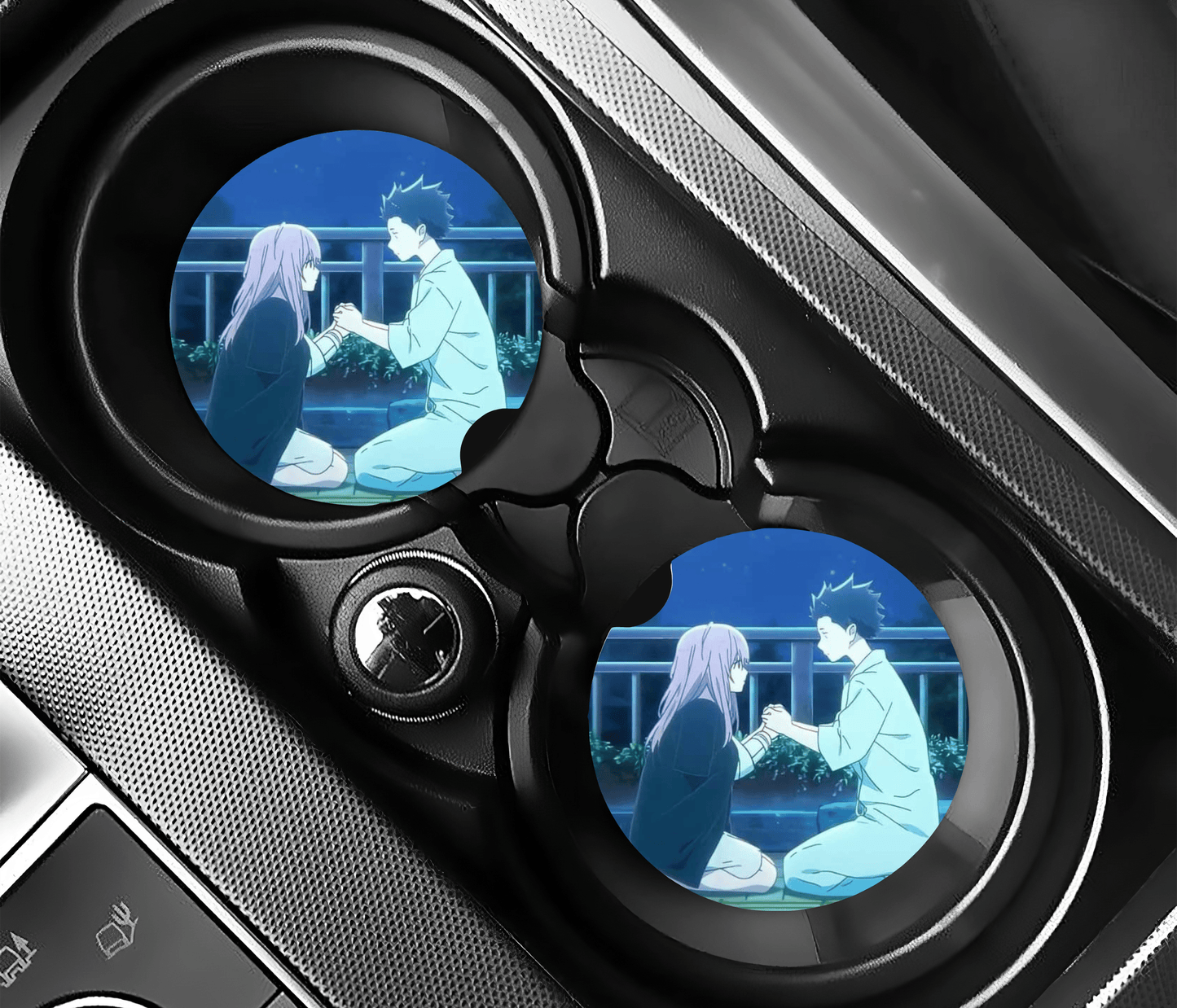 Anime Couple Car Coasters | 2.75" Absorbent Set of 2