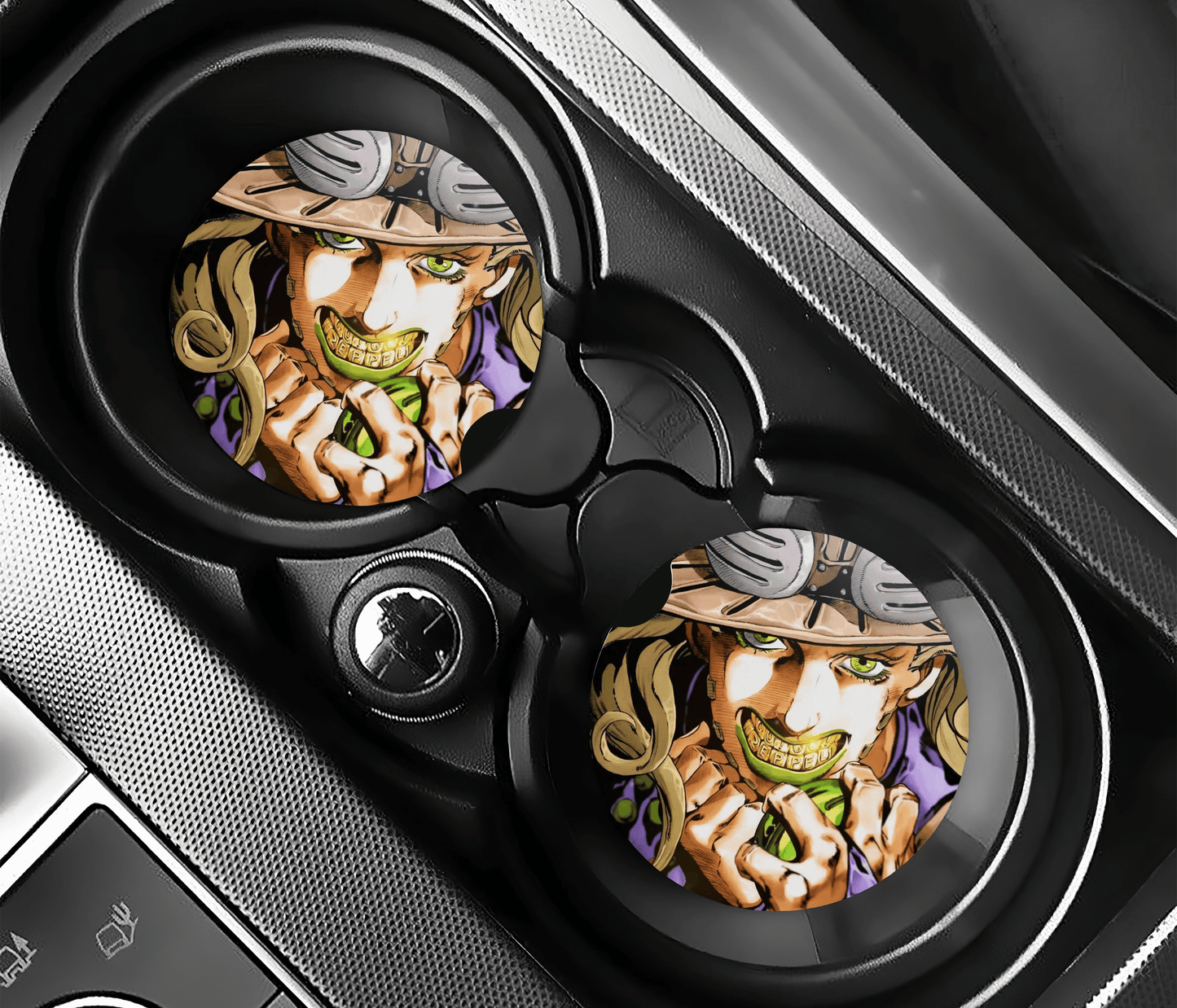 Manga Neon Aura Anime Car Coasters | 2.75" Absorbent Set of 2
