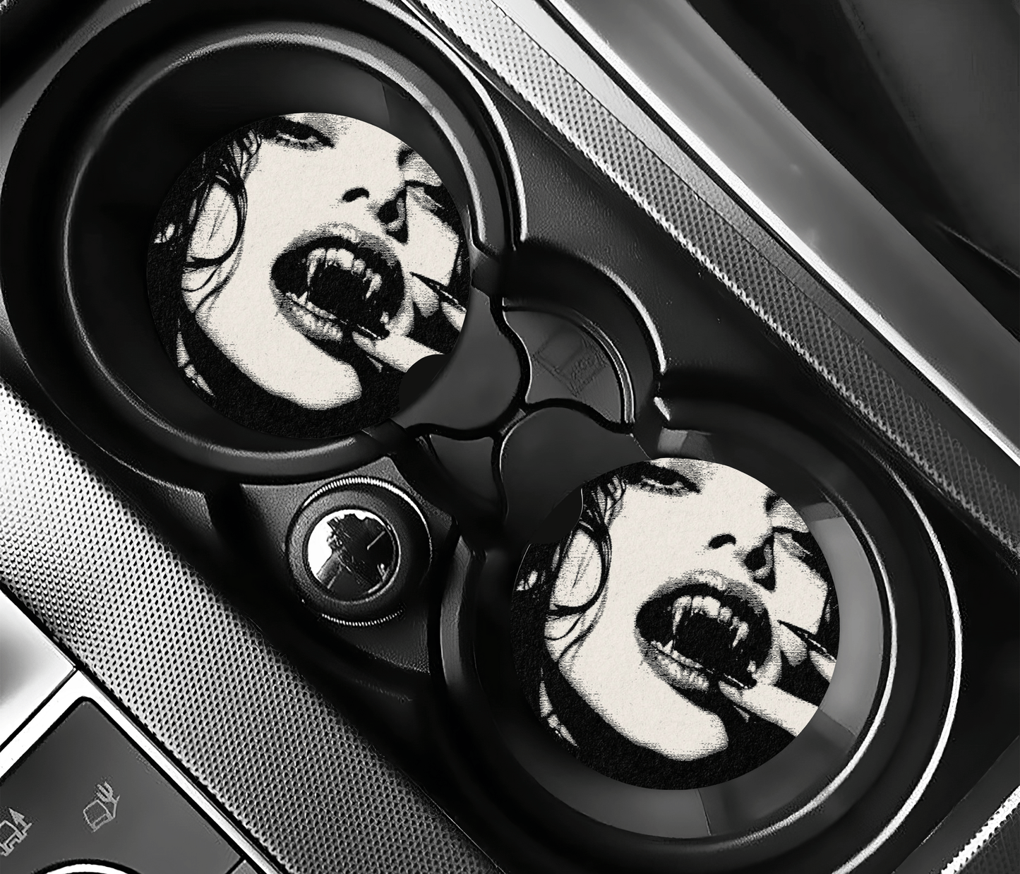 Grunge Vampire Car Coasters | 2.75" Absorbent Set of 2