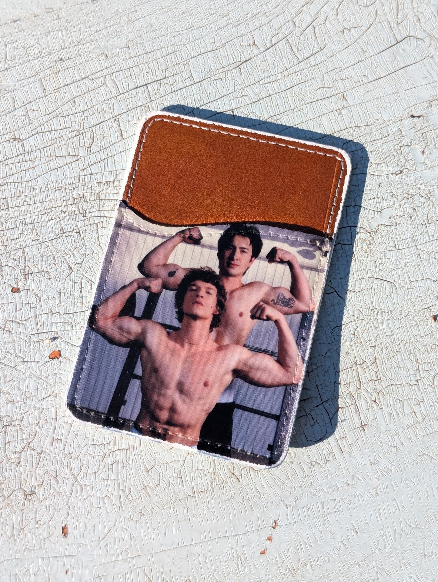 Hockey Romance Shirtless Flex Booktok Phone Wallet | Leather Adhesive Card Holder 3.8" x 2.6"