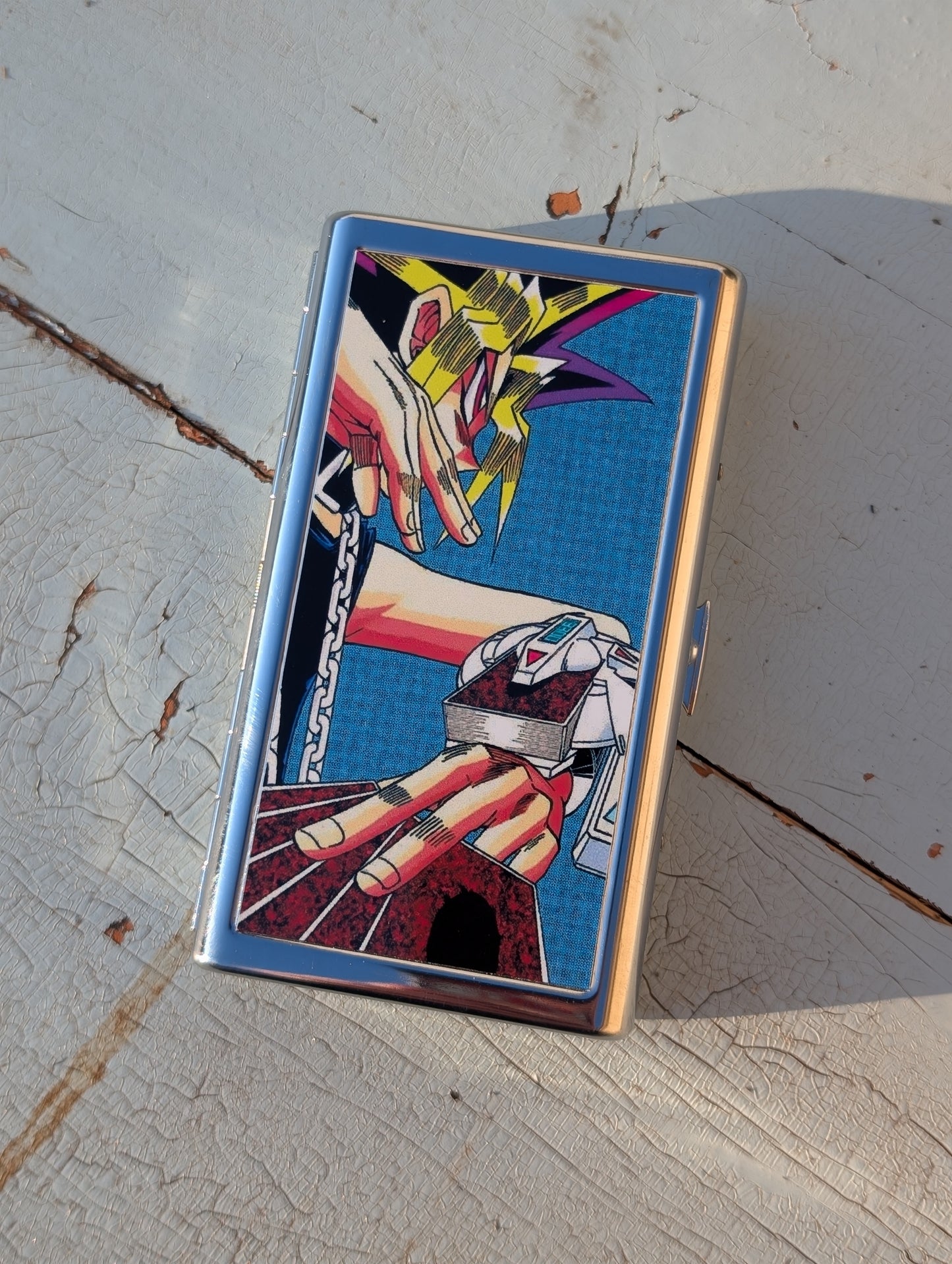 Fantasy Card Game Metal Cigarette Case | Dual-Panel Spring Clip Holder