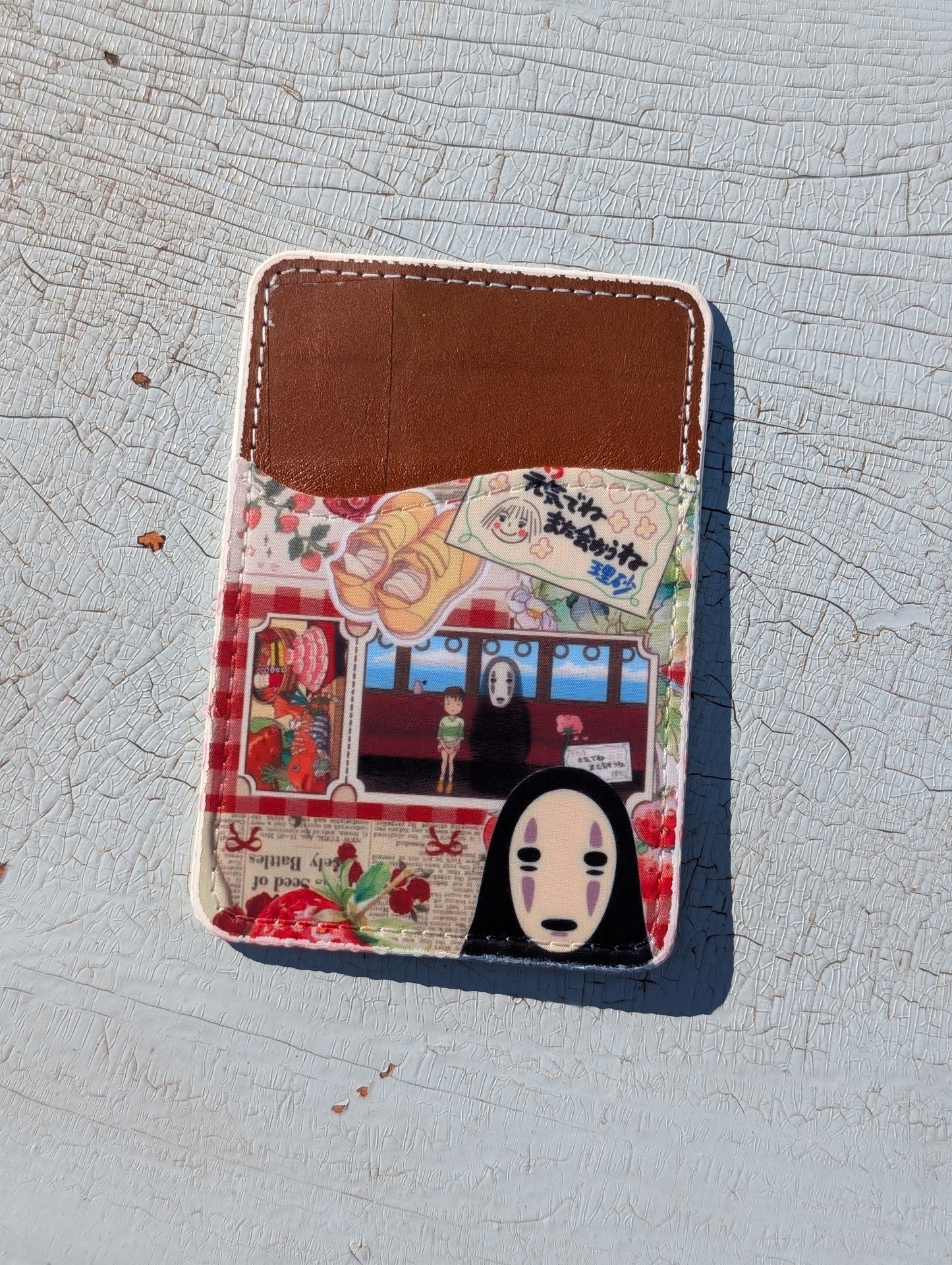 Anime Spirit Train Ride Phone Wallet | Leather Adhesive Card Holder 3.8" x 2.6"