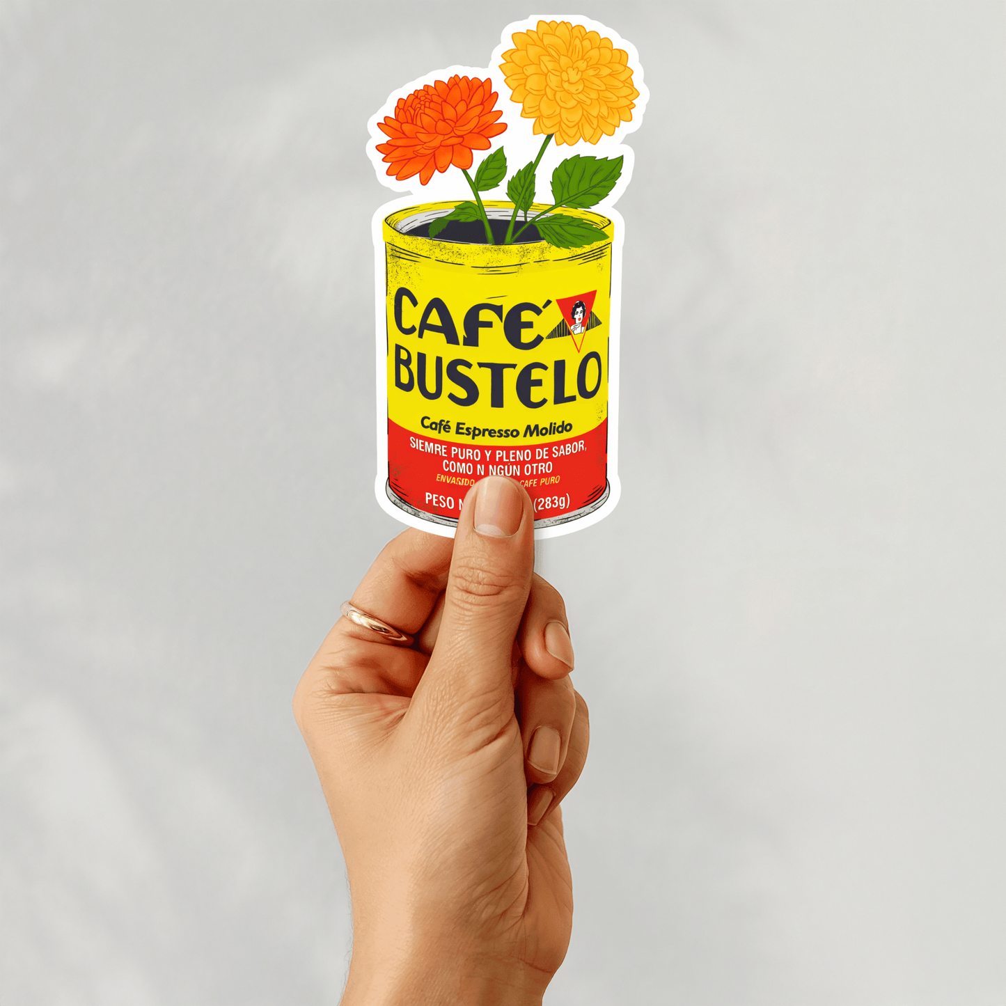 Cafe Bustelo Flower Can 3" Vinyl Sticker