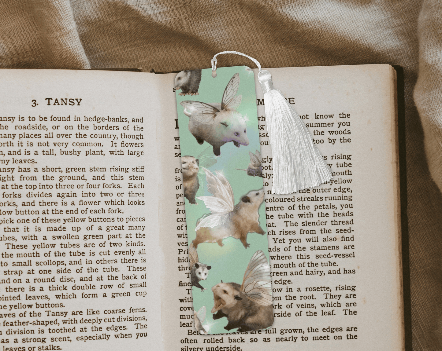 Fairy Opossum Aluminum Bookmark | Double-Sided 2x6 Metal Bookmark