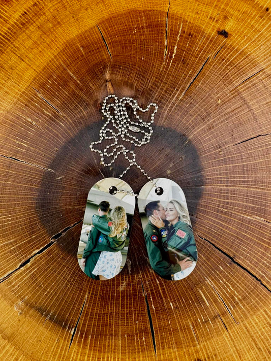 Custom Photo Dog Tag Necklace | Double-Sided Personalized Military Tag (Single or Double Tag)