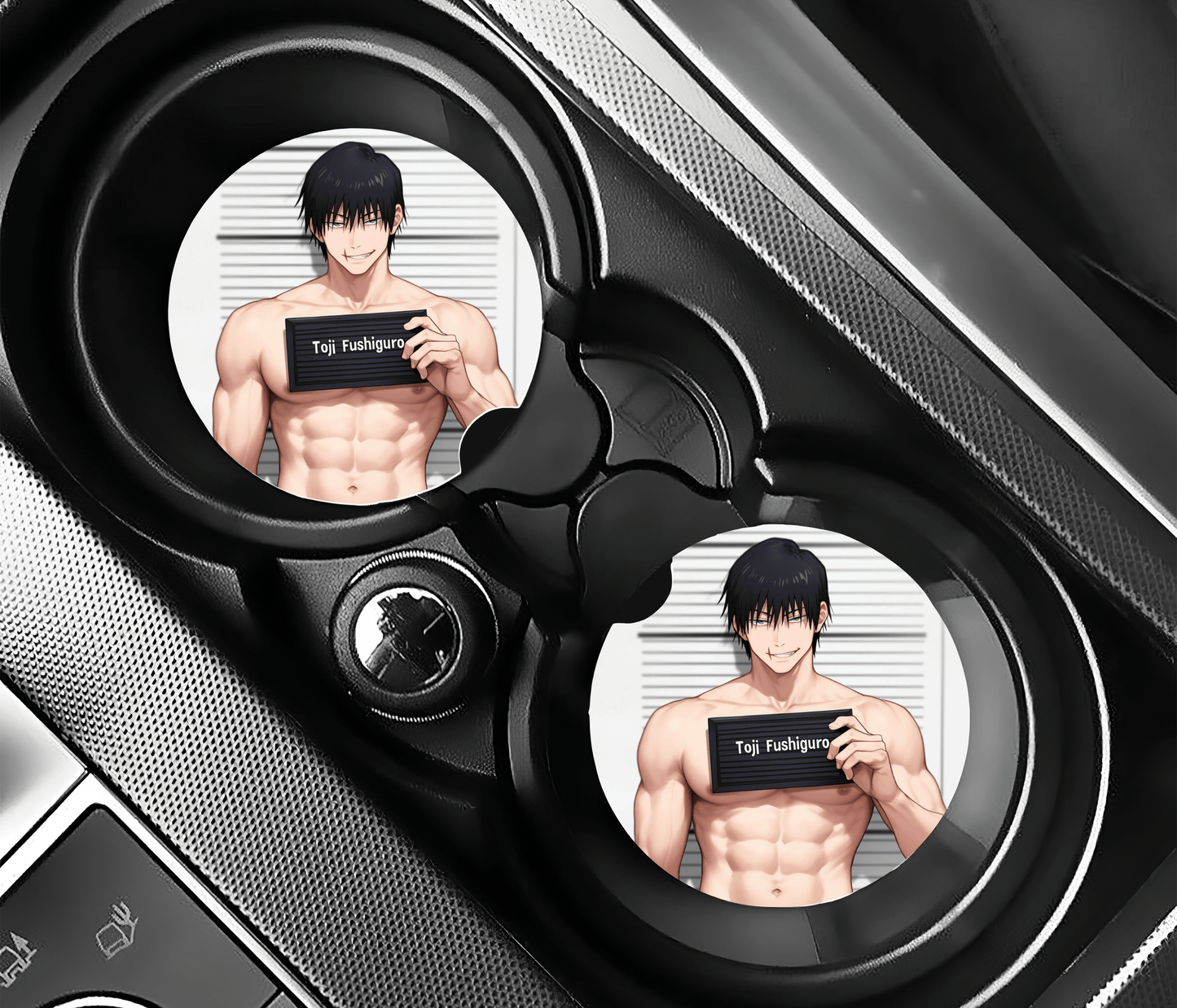 Anime Boyfriends Jail Sign Car Coasters | 2.75" Absorbent Set of 2