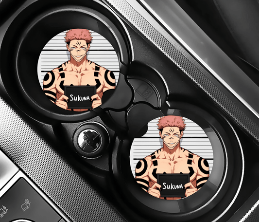 Anime Boyfriends Jail Sign Car Coasters | 2.75" Absorbent Set of 2