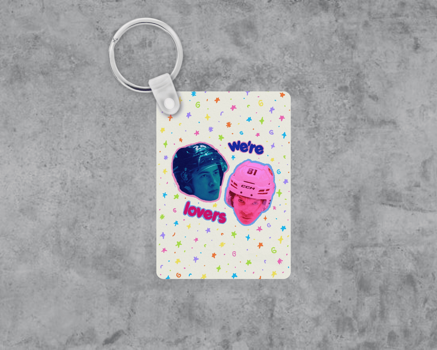 Hockey Romance We're Lovers Acrylic Keychain | Double-Sided 1.6" x 2.4"