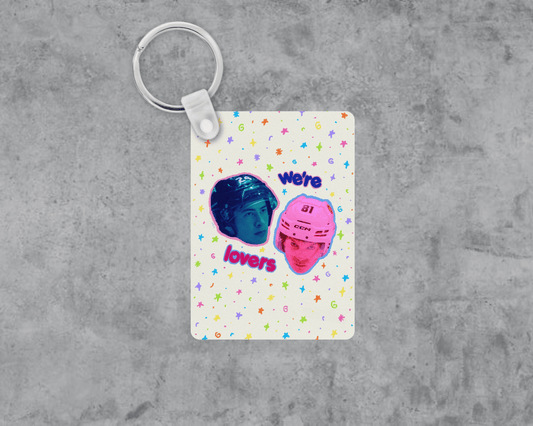 Hockey Romance We're Lovers Acrylic Keychain | Double-Sided 1.6" x 2.4"