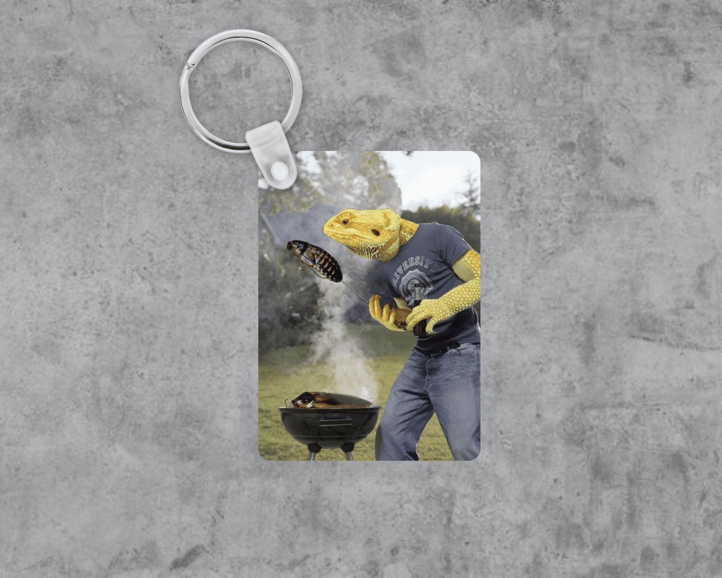 Bearded Dragon Grill Master Acrylic Keychain | Double-Sided 1.6" x 2.4"