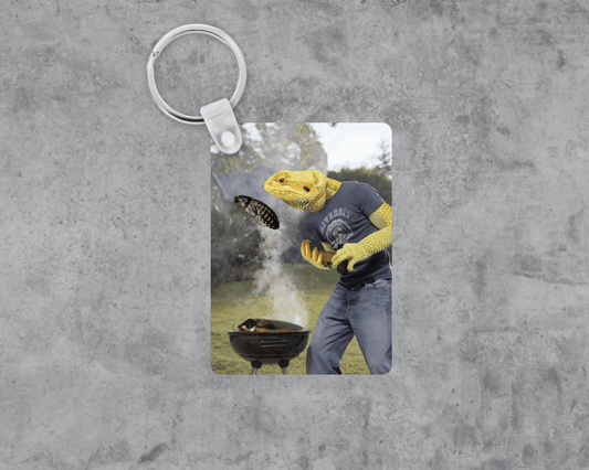 Bearded Dragon Grill Master Acrylic Keychain | Double-Sided 1.6" x 2.4"