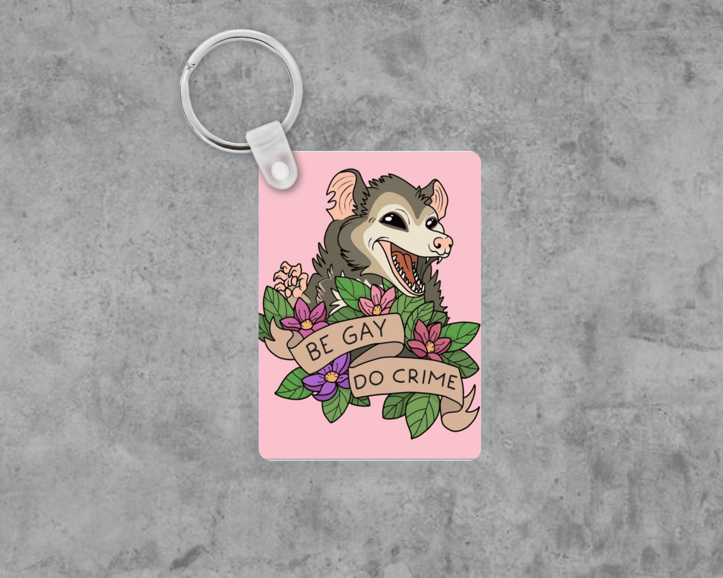 Be Gay Do Crime Acrylic Keychain | Double-Sided 1.6" x 2.4"