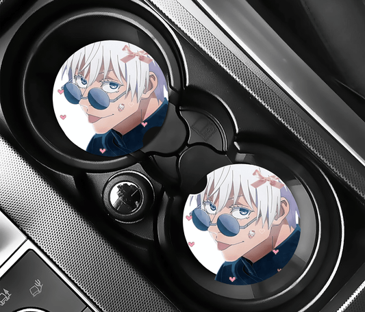 Anime Coquette Bow Car Coasters | 2.75" Absorbent Set of 2