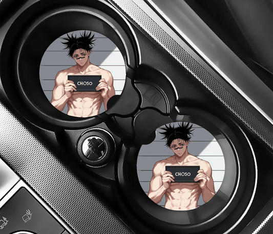 Anime Boyfriends Jail Sign Car Coasters | 2.75" Absorbent Set of 2