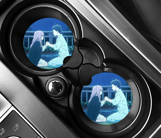 Anime Couple Car Coasters | 2.75" Absorbent Set of 2