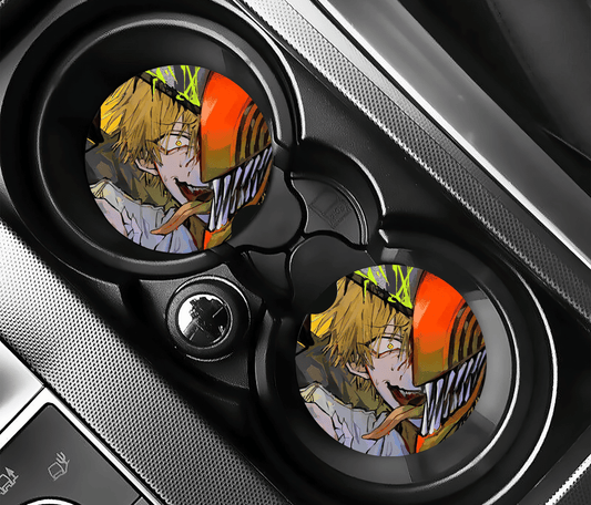 Anime Chainsaw Devil Hunter Car Coasters | 2.75" Absorbent Set of 2