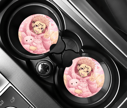 Anime Cute PJs Car Coasters | 2.75" Absorbent Set of 2