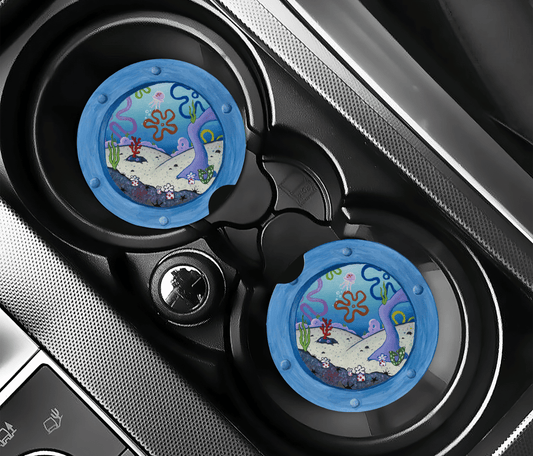 Cartoon Under the Sea Car Coasters | 2.75" Absorbent Set of 2