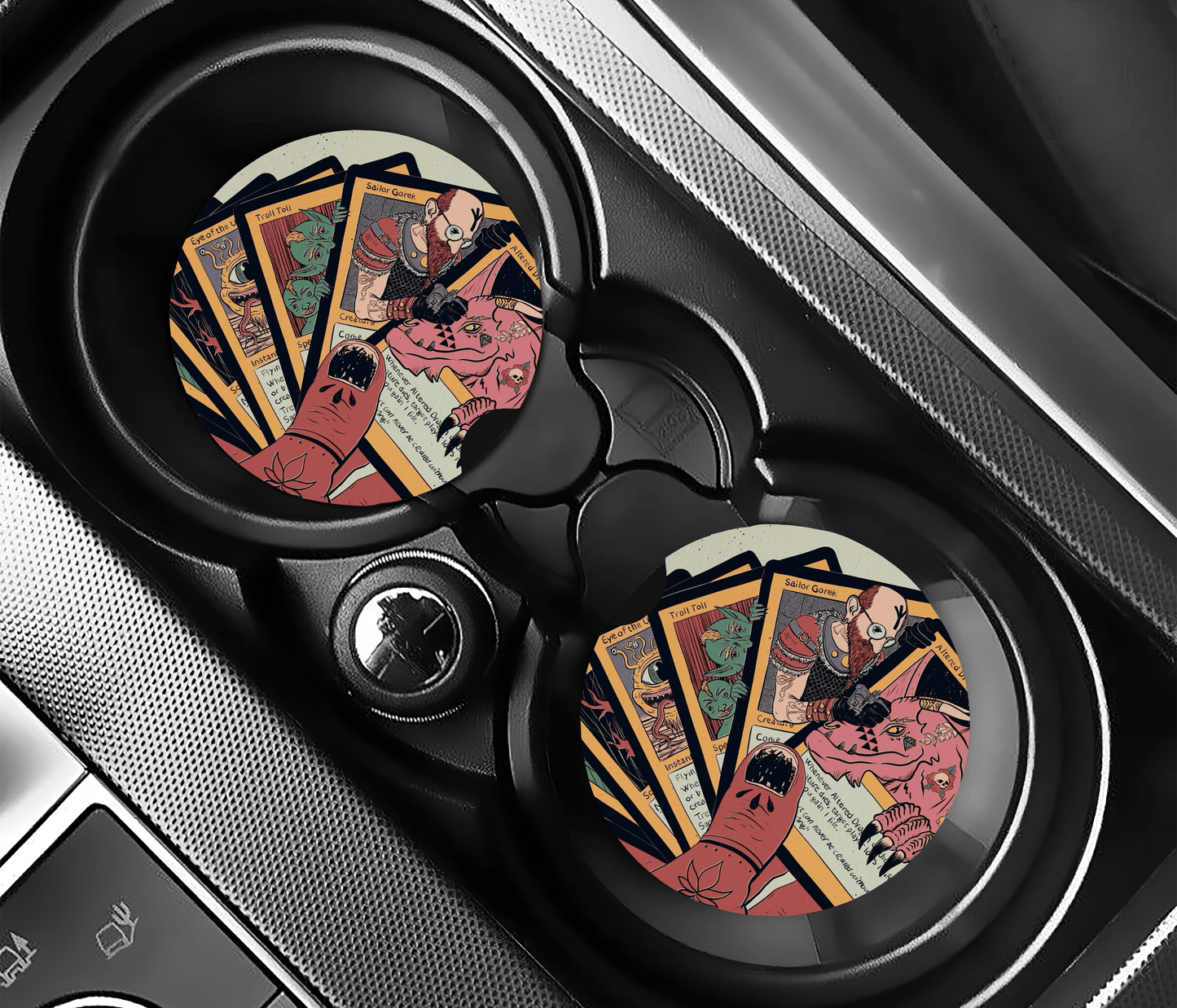 Fantasy Card Game Car Coasters | 2.75" Absorbent Set of 2