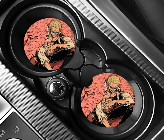 Anime Flamingo Car Coasters | 2.75" Absorbent Set of 2