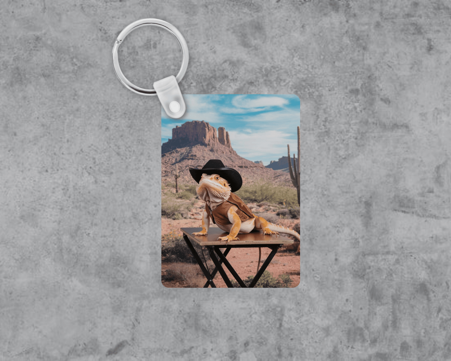 Howdy Beardie Acrylic Keychain | Double-Sided 1.6" x 2.4"