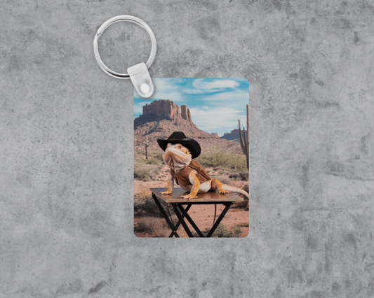 Howdy Beardie Acrylic Keychain | Double-Sided 1.6" x 2.4"