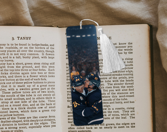 Hockey Romance Kiss Aluminum Bookmark | Double-Sided 2x6 Metal Bookmark