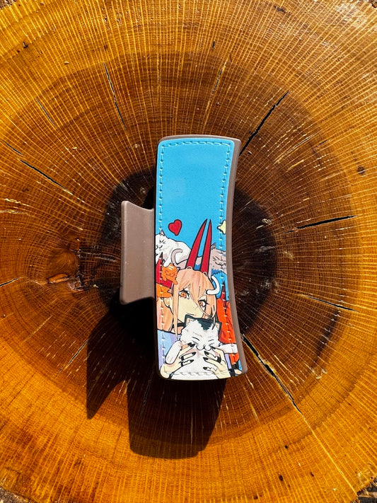 Chainsaw Anime Claw Clip | 4" Double-Sided Hair Clip