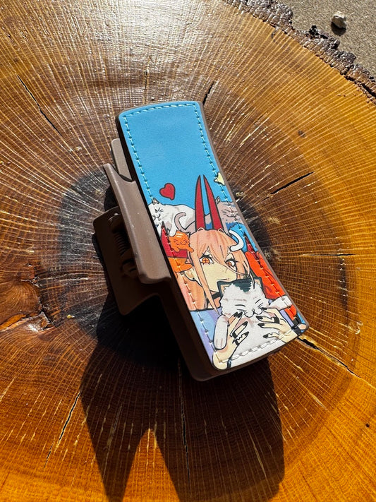 Chainsaw Anime Claw Clip | 4" Double-Sided Hair Clip