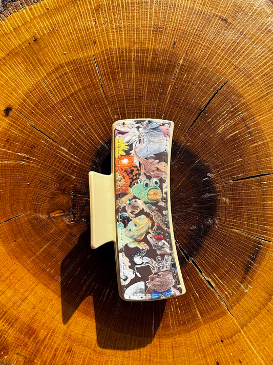 Bearded Dragon Collage Claw Clip | 4" Double-Sided Hair Clip