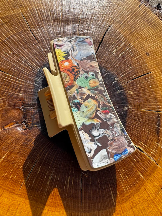 Bearded Dragon Collage Claw Clip | 4" Double-Sided Hair Clip