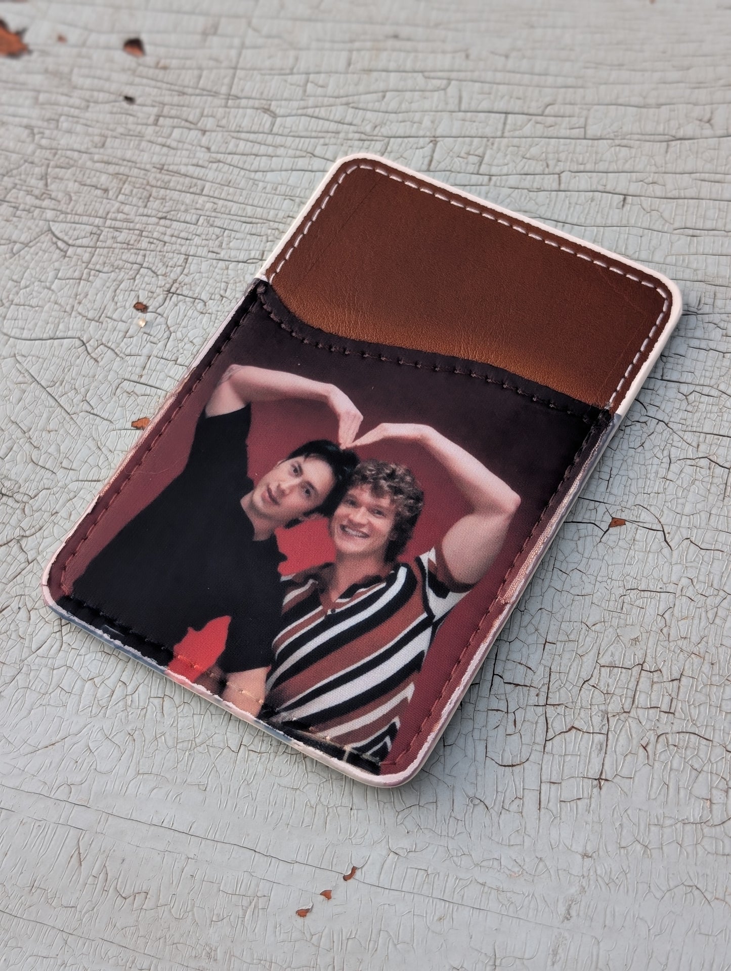 Hudson Connor Heart Phone Wallet | Leather Adhesive Card Holder 3.8" x 2.6"