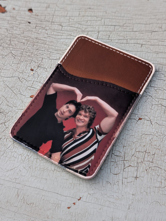 Hudson Connor Heart Phone Wallet | Leather Adhesive Card Holder 3.8" x 2.6"