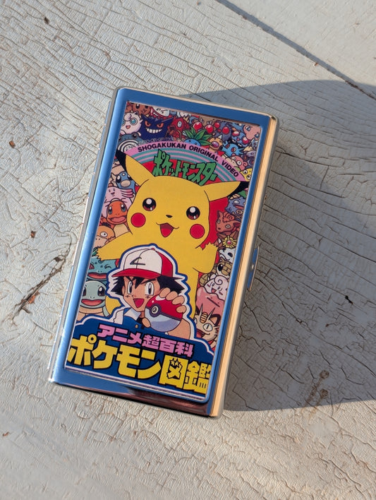 Pika Trainer Metal Cigarette Case | Dual-Panel Spring Clip Holder