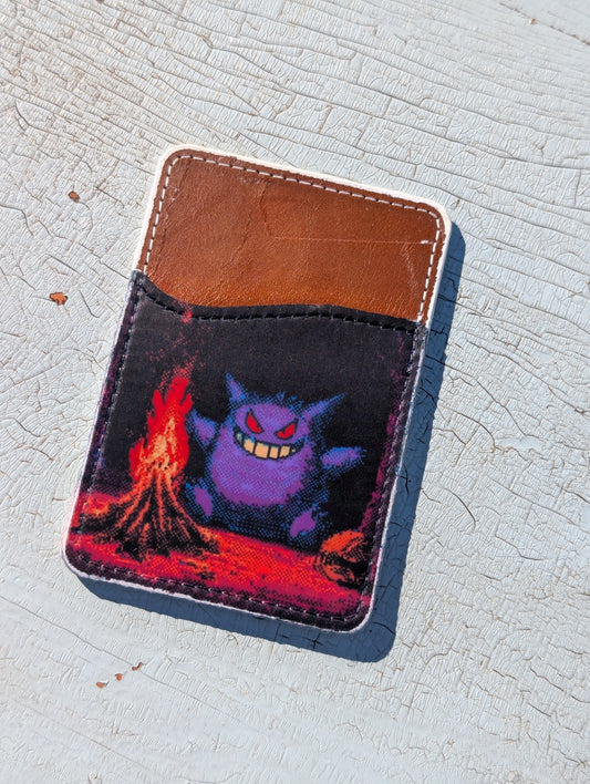 Campfire Purple Ghost Phone Wallet | Leather Adhesive Card Holder 3.8" x 2.6"