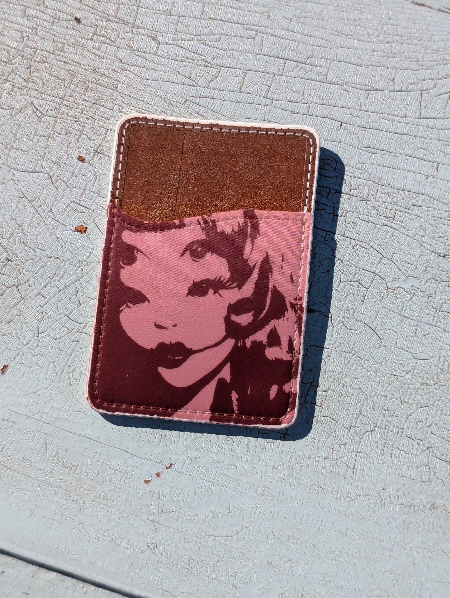 Melanie M. Phone Wallet | Leather Adhesive Card Holder 3.8" x 2.6"