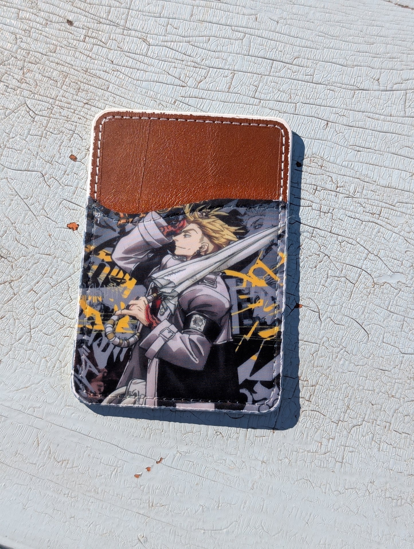 Anime Umbrella Phone Wallet | Leather Adhesive Card Holder 3.8" x 2.6"