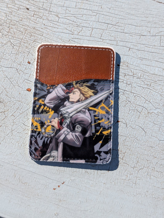 Anime Umbrella Phone Wallet | Leather Adhesive Card Holder 3.8" x 2.6"