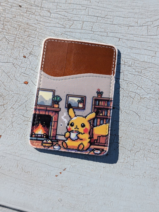 Electric Mouse Cozy Cabin Phone Wallet | Leather Adhesive Card Holder 3.8" x 2.6"