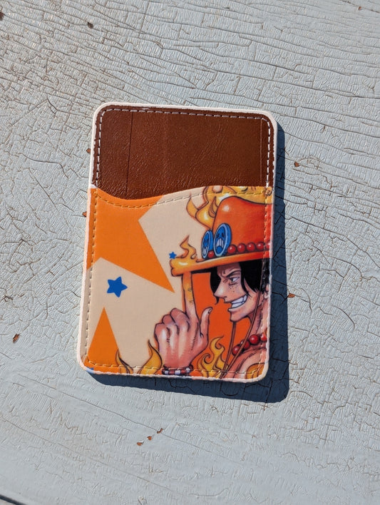 Fire Fingers Anime Phone Wallet | Leather Adhesive Card Holder 3.8" x 2.6"