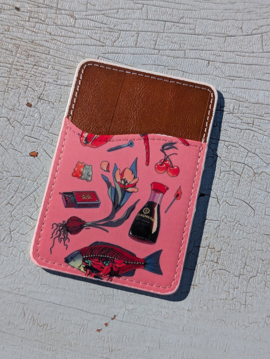 Asian Food Coquette Phone Wallet | Leather Adhesive Card Holder 3.8" x 2.6"