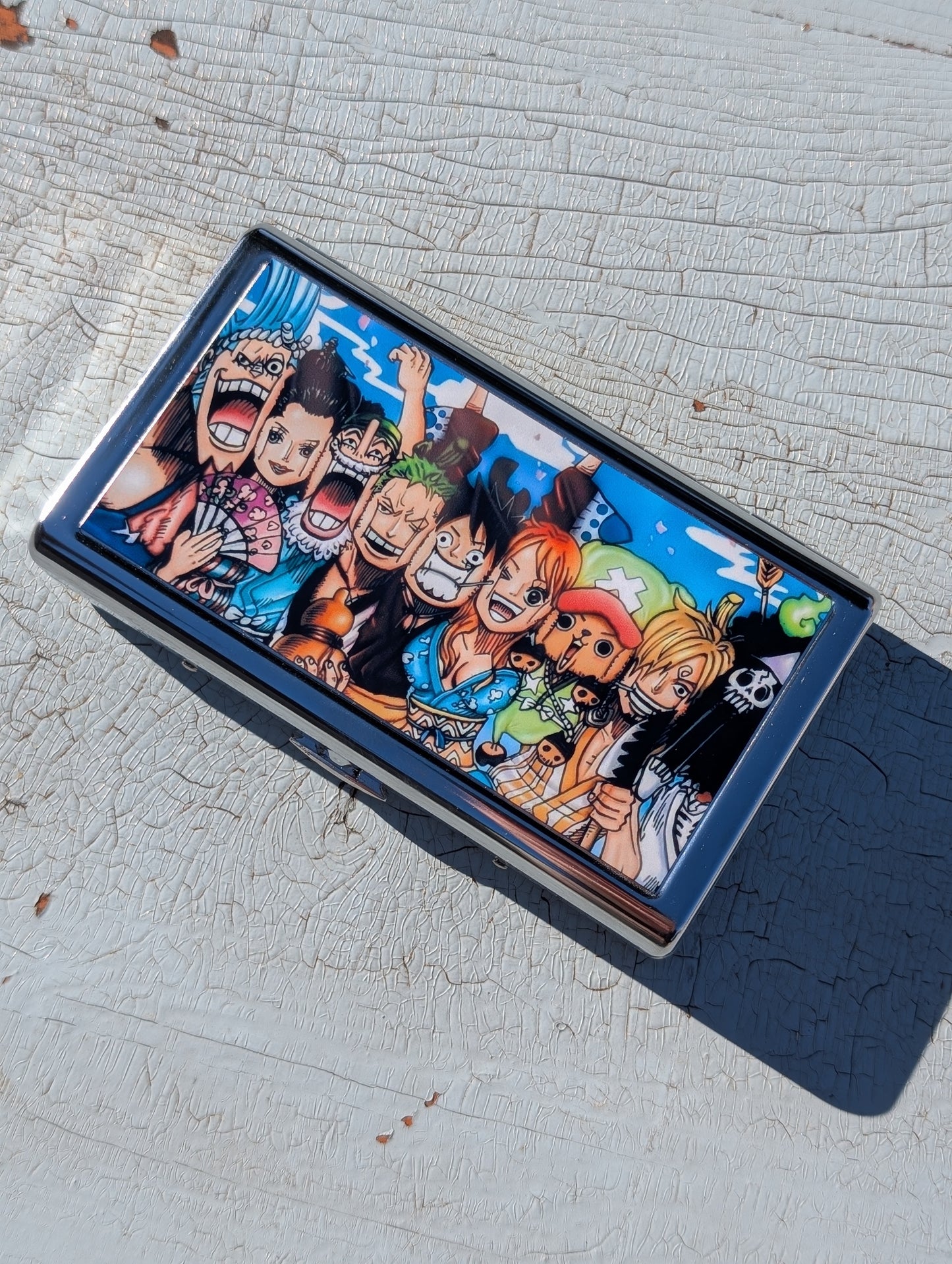 Pirate Anime Metal Cigarette Case | Dual-Panel Spring Clip Holder