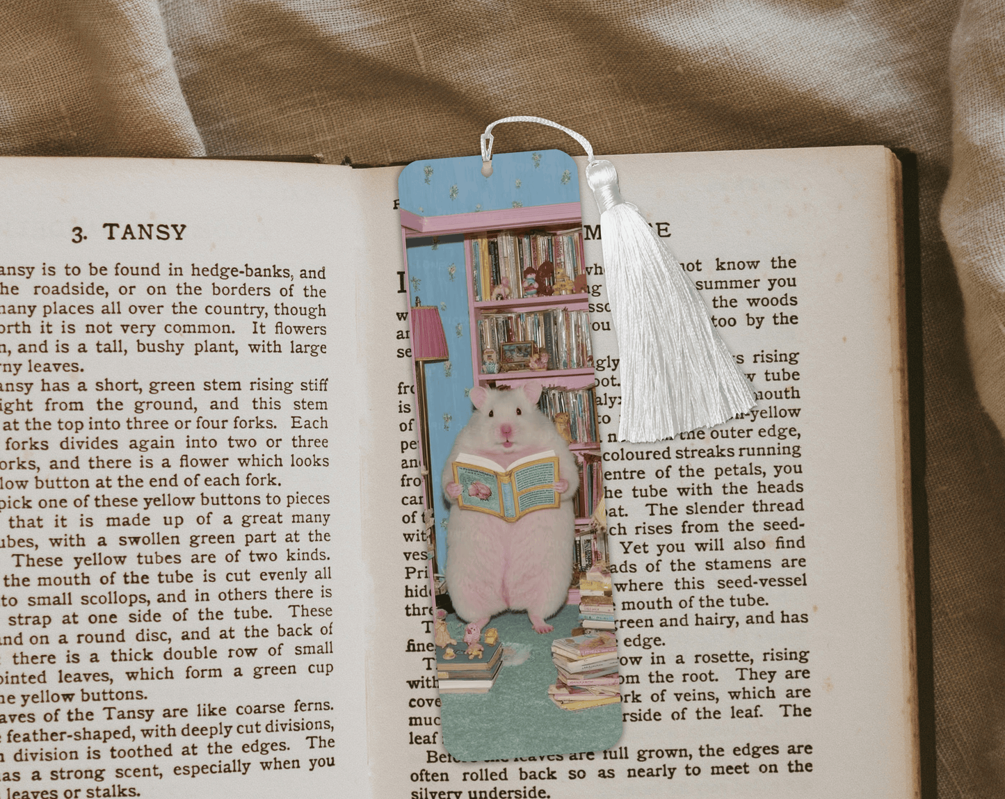 Reading Coquette Mouse Aluminum Bookmark | Double-Sided 2x6 Metal Bookmark