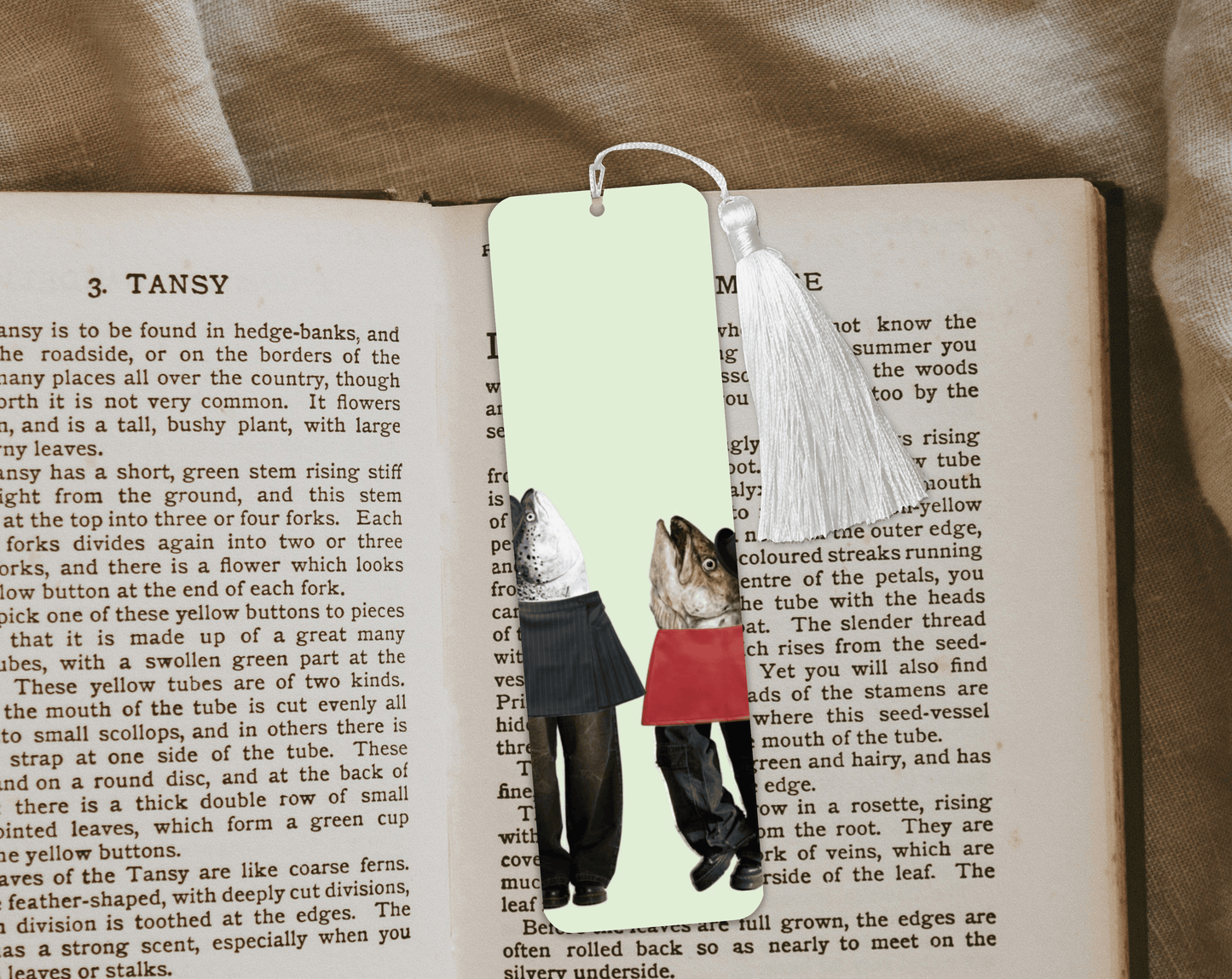 Fish Fancy Pants Aluminum Bookmark | Double-Sided 2x6 Metal Bookmark