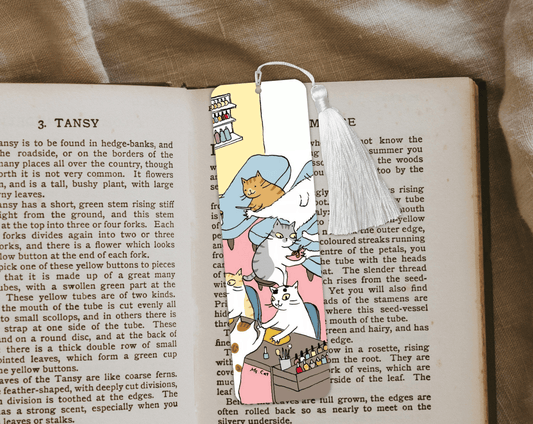 Cat Nail Salon Aluminum Bookmark | Double-Sided 2x6 Metal Bookmark